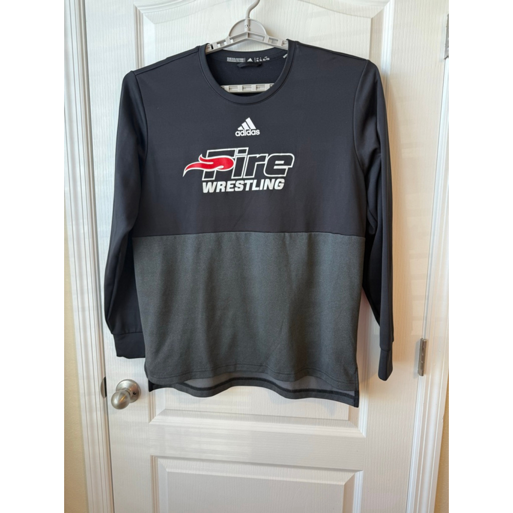 Men's Adidas Black Grey Fire Wrestling Long Sleeve Tee XL